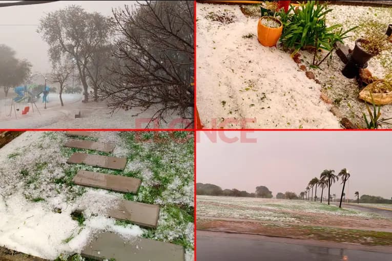 Fotos y videos de la impresionante granizada que "cubrió de blanco" distintos sectores de Paraná - imagen de origen