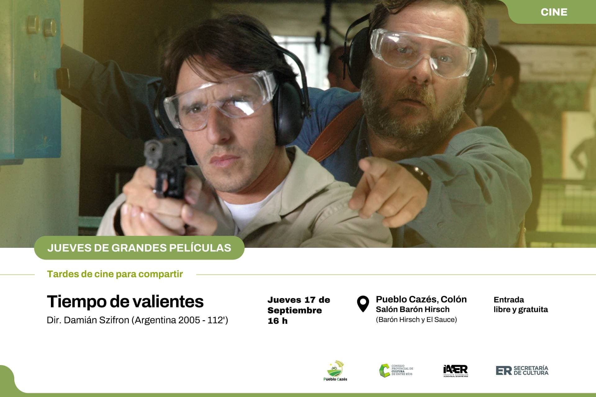 El ciclo Jueves de Grandes Películas brindará una función en Pueblo Cazés - imagen del Gobierno de Entre Rios